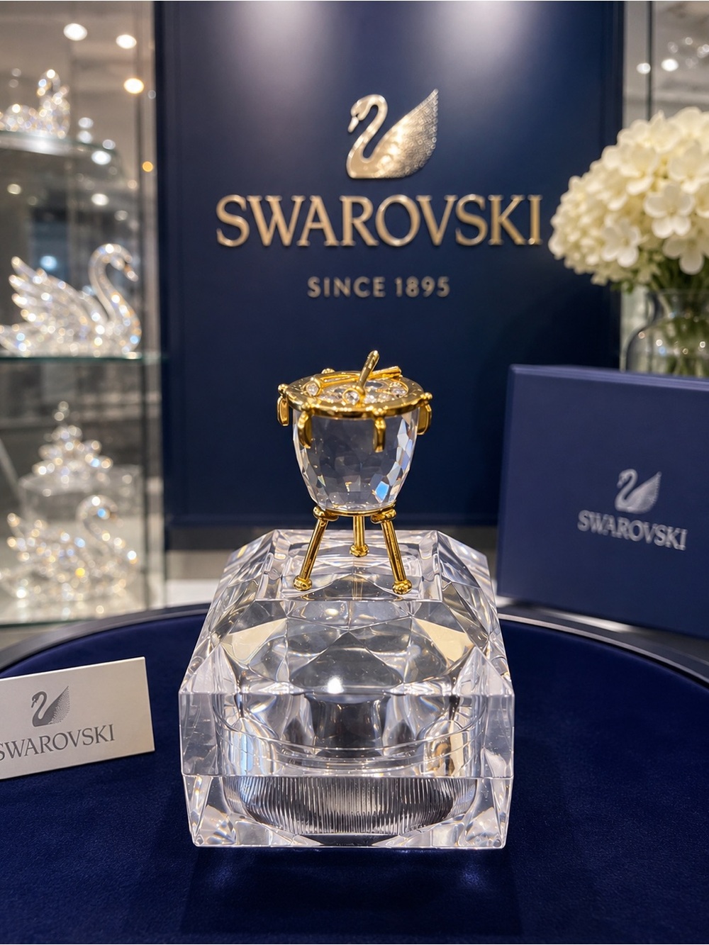 Swarovski Crystal Memories Kettledrum Retired Crystal Figurine W/ Box & Bag